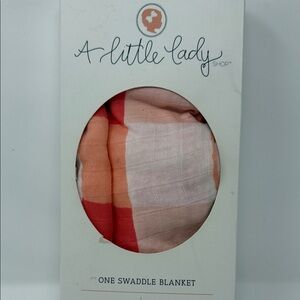 A Little Lady Shop Swaddle Blanket - Orange and Pink and White 100% organic